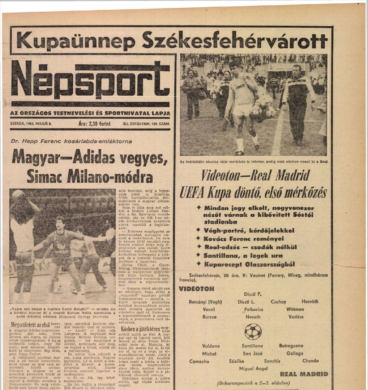 Videoton, Real Madrid, UEFA-kupa, döntő