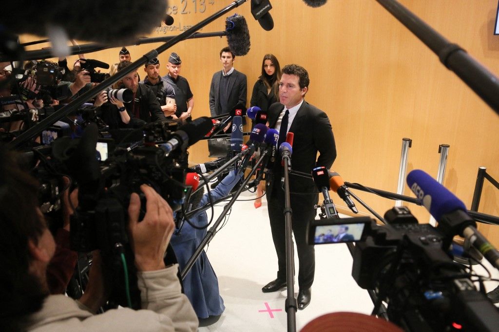 Garard Depardieu s lawyer, Jeremie Assous, responds to journalists following the verdict in the actor s trial for sexual assault at the Paris Criminal Court on May 13, 2025.
L avocat de Garard Depardieu Me Jeremie Assous repond aux journalistes suite au verdict du proces de l acteur pour agressions sexuelles au Tribunal Correctionnel de Paris le 13 mai 2025. (Photo by Quentin de Groeve / Hans Lucas / Hans Lucas via AFP)