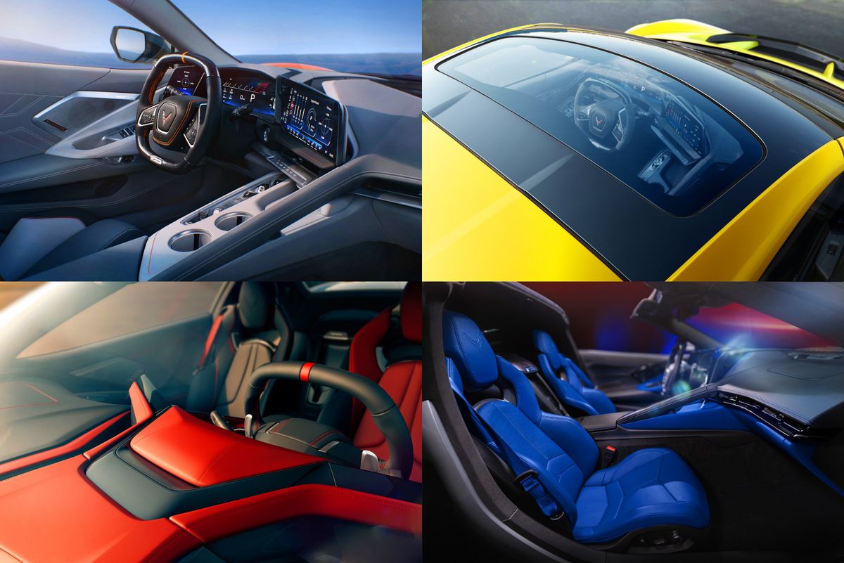 Sky Cool/Medium Ash Gray interior on 2026 Chevrolet Corvette Z06. Preproduction model shown, actual production model may vary.