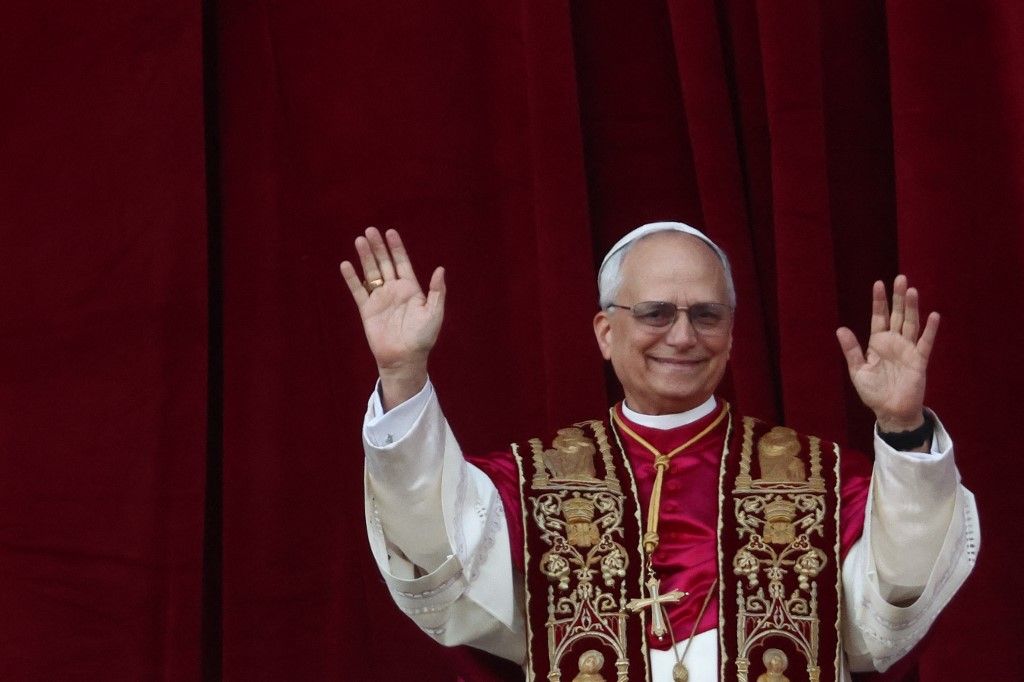 A pápaválasztás után Robert Francis Prevost, azaz XIV. Leó pápa (Fotó: AFP)