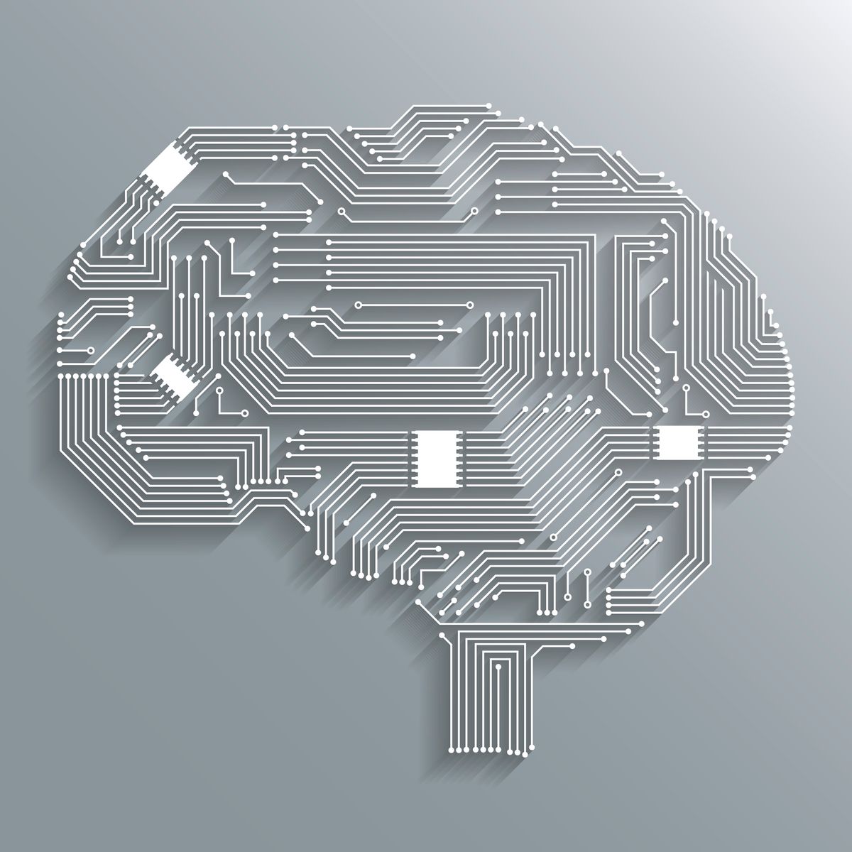 Circuit board brain, illustration.