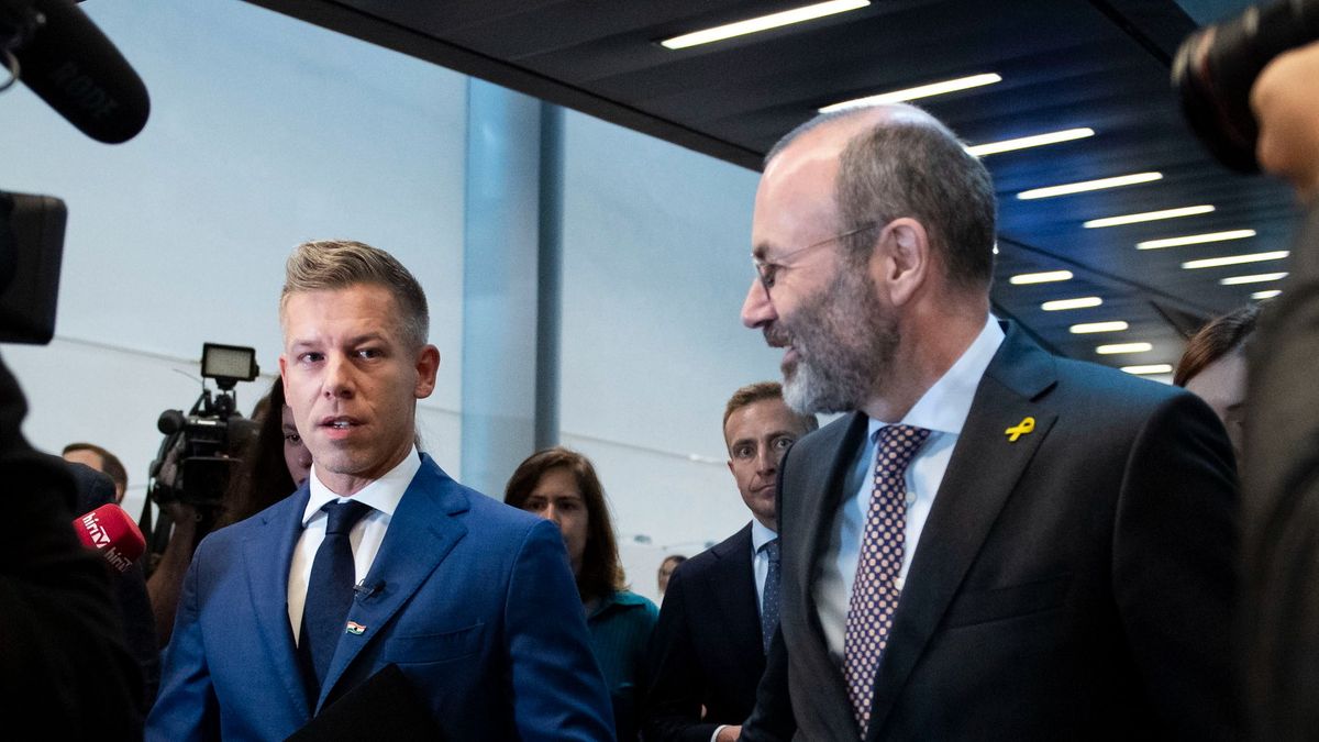 Strasbourg, 2024. október 9.
Magyar Péter, a Tisza Párt elnöke és EP-képviselője (b) és Manfred Weber, az Európai Néppárt (EPP) elnöke sajtótájékoztatót tart Strasbourgban 2024. október 9-én.
MTI/Bodnár Boglárka