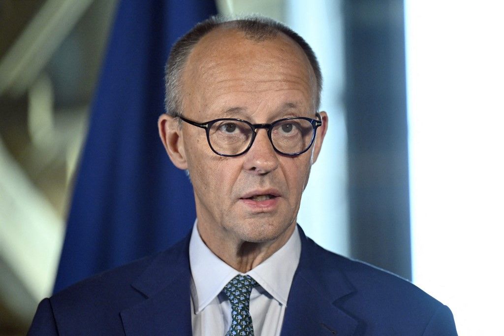 Friedrich Merz Magyarországot és Szlovákiát fenyegette. Fotó: Roni Rekomaa / Lehtikuva/AFP