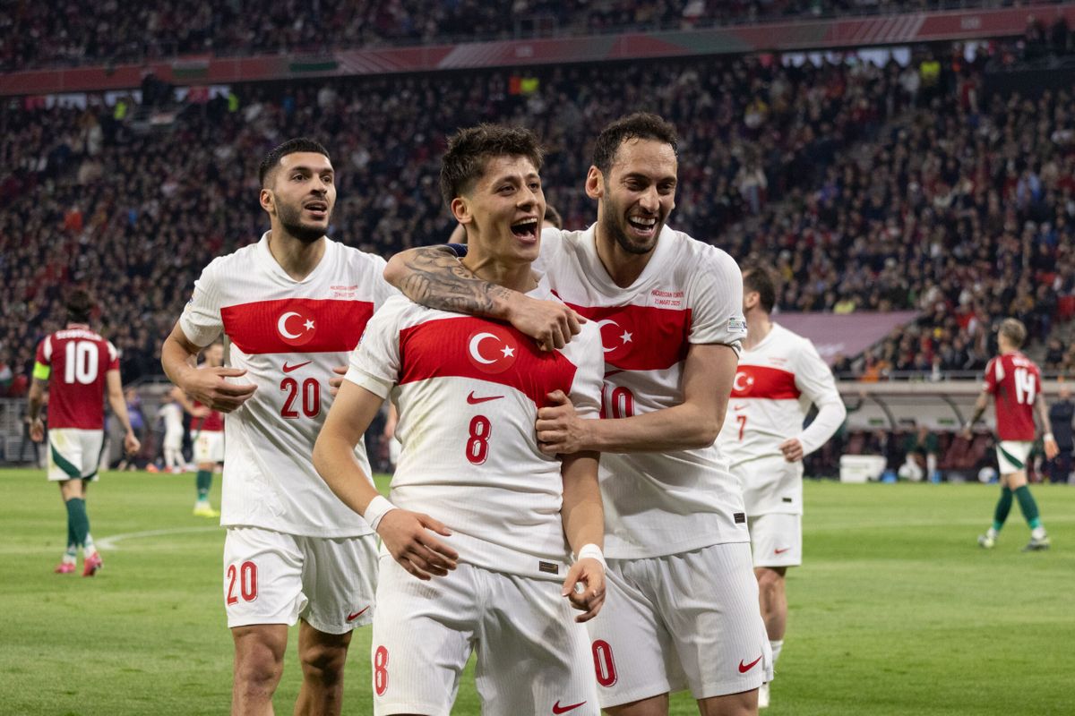 Arda Güler a magyarok elleni gólját ünnepli a Puskás Arénában