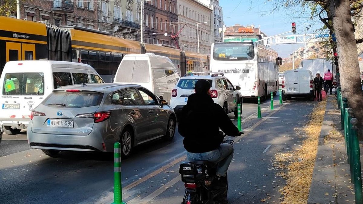 A nagykörúti biciklisáv (Forrás: Facebook/I Bike Budapest)