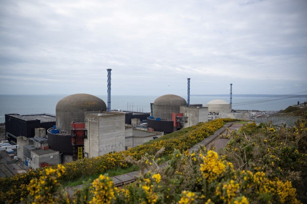 This photograph taken on April 25, 2024, shows the nuclear power plant of Flamanville, north-western France, as the Flamanville 3 nuclear power plant is ready to start. (Photo by Lou BENOIST / AFP)
