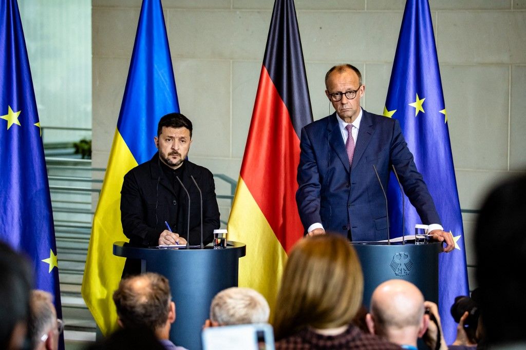 Merz és Zelenszkij. A német-ukrán együttműködés világháborút hozhat (Fotó: AFP)