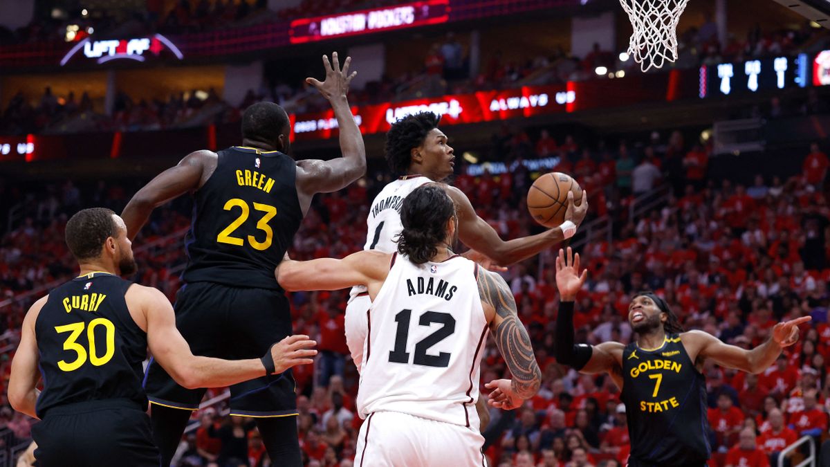 A Houston Rockets játékosa Amen Thompson olykor hihetetlen pontokat dobott a Warriors ellen.