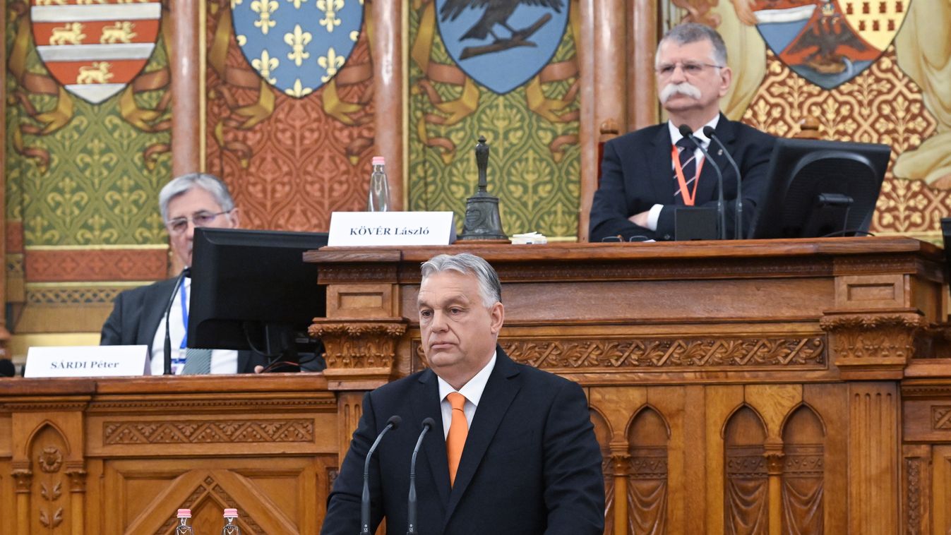 Orbán Viktor miniszterelnök beszédet mond az Országházban