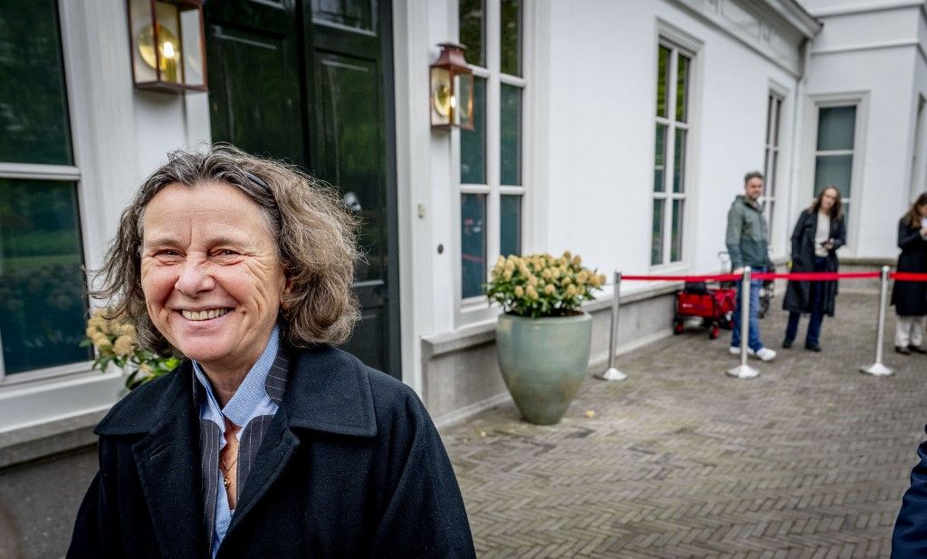 THE HAGUE - Marjolein Faber, minister of Asylum and Migration speaks to the press prior to the Council of Ministers in The Hague, The Netherlands on Friday April 25. The Cabinet meets weekly in the Catshuis, the Prime Minister's official official residence. ANP ROBIN UTRECHT netherlands out - belgium out (Photo by ROBIN UTRECHT / ANP MAG / ANP via AFP)