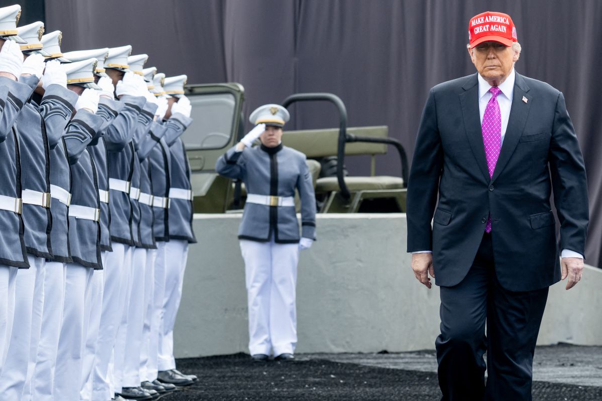 US President Donald Trump arrives to deliver the commencement address at the 2025 graduation ceremony at the US Military Academy West Point on May 24, 2025, in West Point, New York. (Photo by SAUL LOEB / AFP)