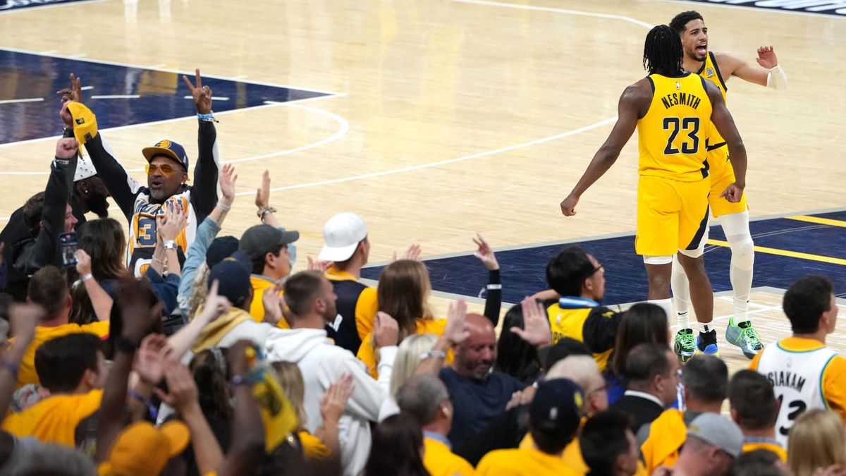 Tyrese Haliburtont így ünnepelte az Indiana Pacers közönsége a New York Knicks ellen.