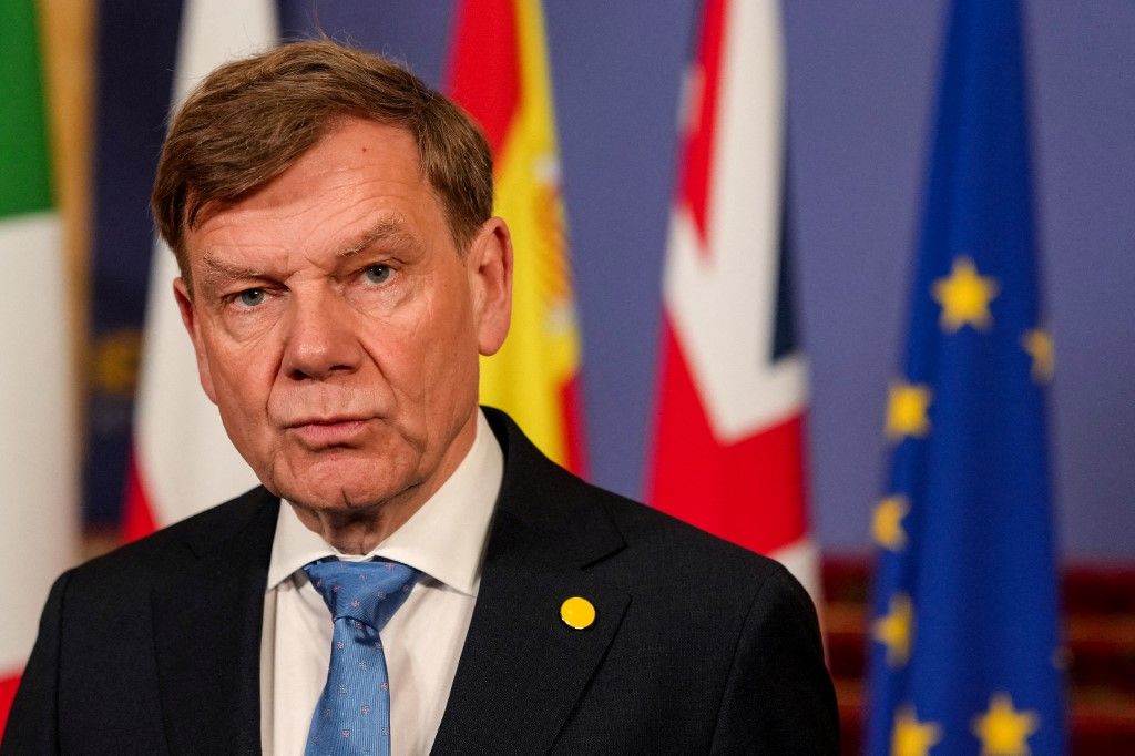 Germany's Foreign Minister Johann Wadephul speaks to the media as he arrives to attend talks of the "Weimar+" group focused on Ukraine and the future of European security at Lancaster House in London, on May 12, 2025. The UK hosts European ministers for "critical" talks on "repelling Russian aggression", two days after Ukraine's allies demanded that Moscow accept a ceasefire. (Photo by Carlos Jasso / POOL / AFP)