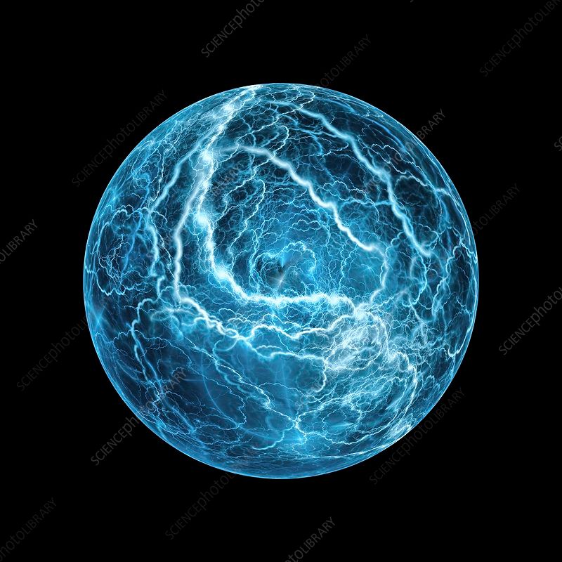 Ball lightning, abstract fractal illustration.