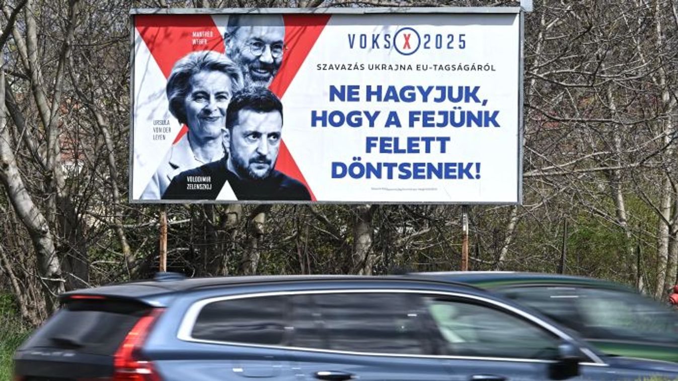 Poster for the consultative vote Voks 2025 (Photo: AFP/Attila Kisbenedek)