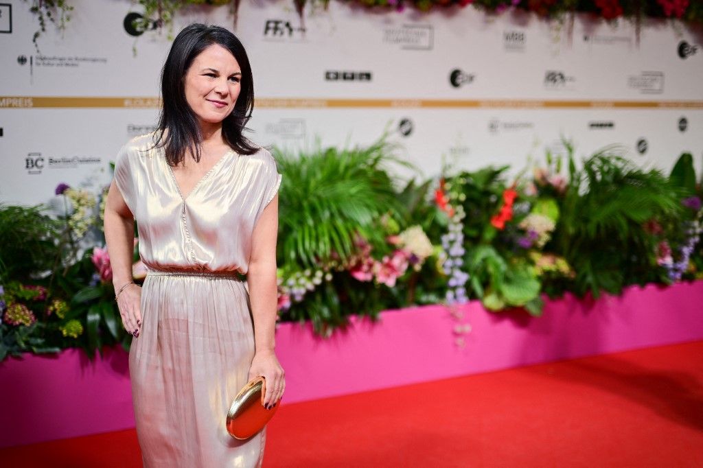 09 May 2025, Berlin: Annalena Baerbock (, Bündnis 90/ Grüne) attends the 75th German Film Awards ceremony at the Theater am Potsdamer Platz in Berlin. The German Film Award is one of the most important awards in the industry. Photo: Sebastian Christoph Gollnow/dpa (Photo by Sebastian Gollnow / DPA / dpa Picture-Alliance via AFP)
