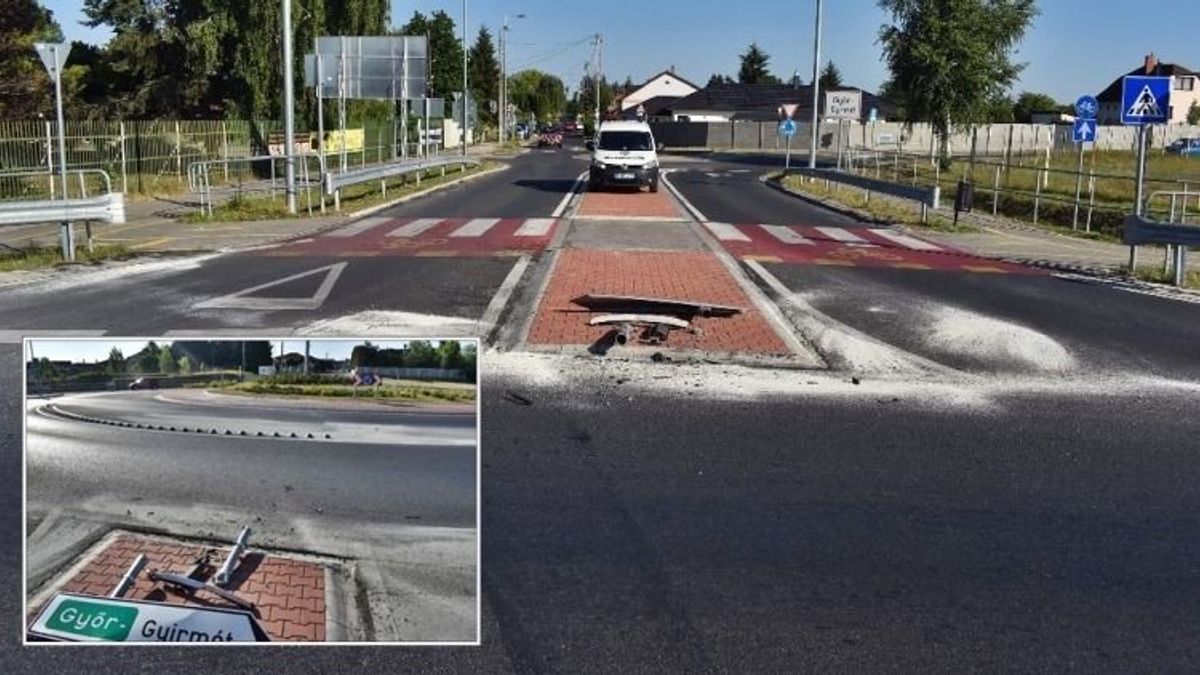 Letarolta a jelzőtáblát a körforgalomban a győri férfi, meg is úszta volna, ha nem hagy maga után cáfolhatatlan nyomot