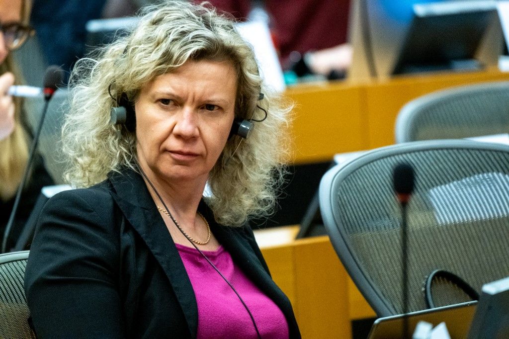 Kinga KOLLAR during a meeting of Committee on Budgetary Control in the European Parliament an institution of the European Union in Brussels in Belgium 27th January 2025. (Photo by Martin Bertrand / Hans Lucas via AFP)