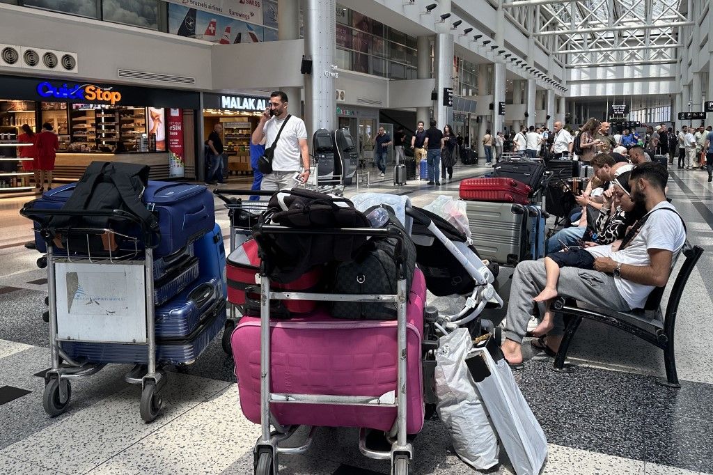 BEIRUT, LEBANON - JUNE 13: Most flights scheduled to depart from Beirut-Rafic Hariri International Airport are cancelled following Israel's attacks on Iran, on June 13, 2025, in Beirut, Lebanon. Houssam Shbaro / Anadolu (Photo by Houssam Shbaro / Anadolu via AFP)