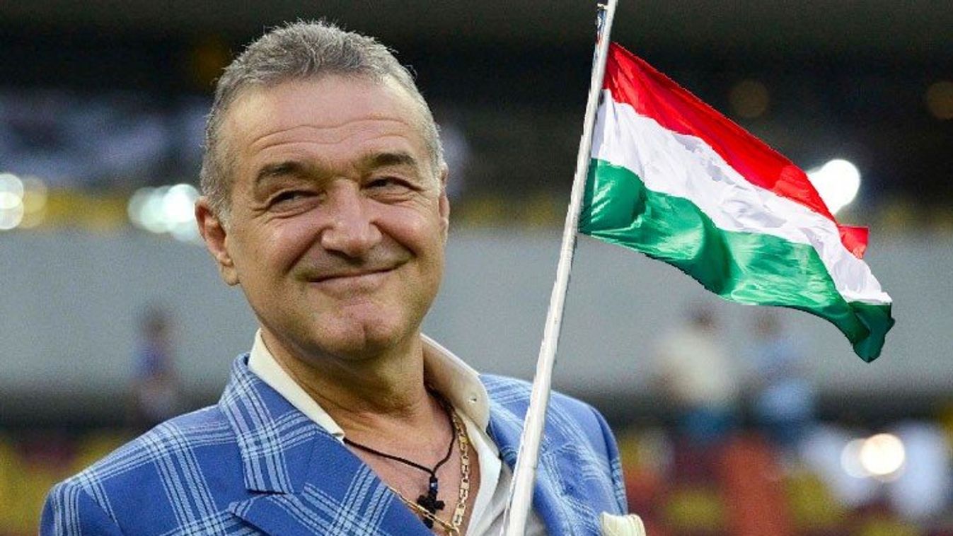Gigi Becali magyar zászlóval. Irónia a köbön