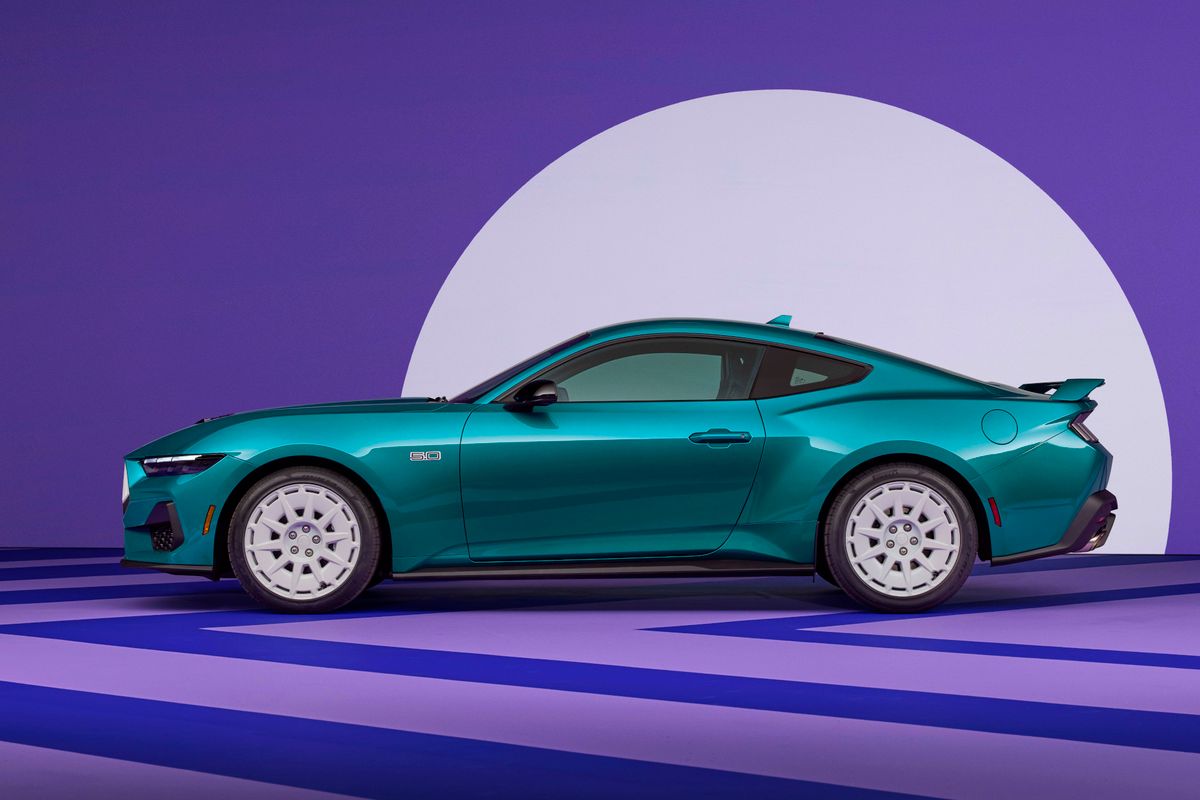 Preproduction 2026 Mustang GT Premium shown with optional equipment and extra cost color.