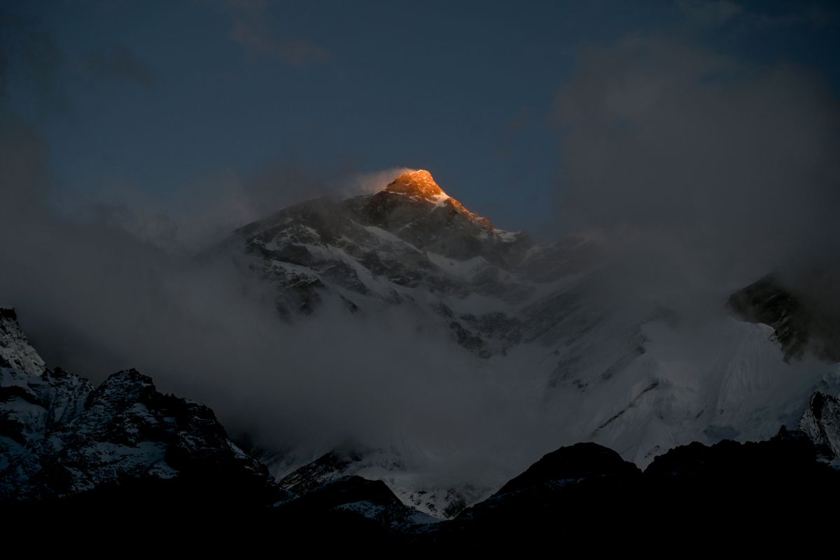 The peak of Mount Annapurna 1st (North) is seen from Myagdi on June 2, 2025. Annapurna is a dangerous and difficult climb, and the avalanche-prone Himalayan peak has a higher death rate than Everest. (Photo by Prakash MATHEMA / AFP)