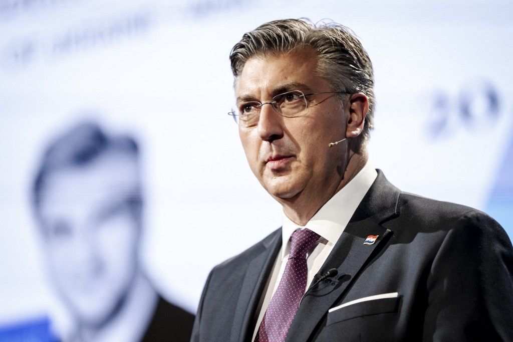 Croatia's Prime Minister, Andrej Plenkovic during the Copenhagen Democracy Summit in Copenhagen on Tuesday May 13, 2025 (Photo by Mads Claus Rasmussen / Ritzau Scanpix / Ritzau Scanpix via AFP)