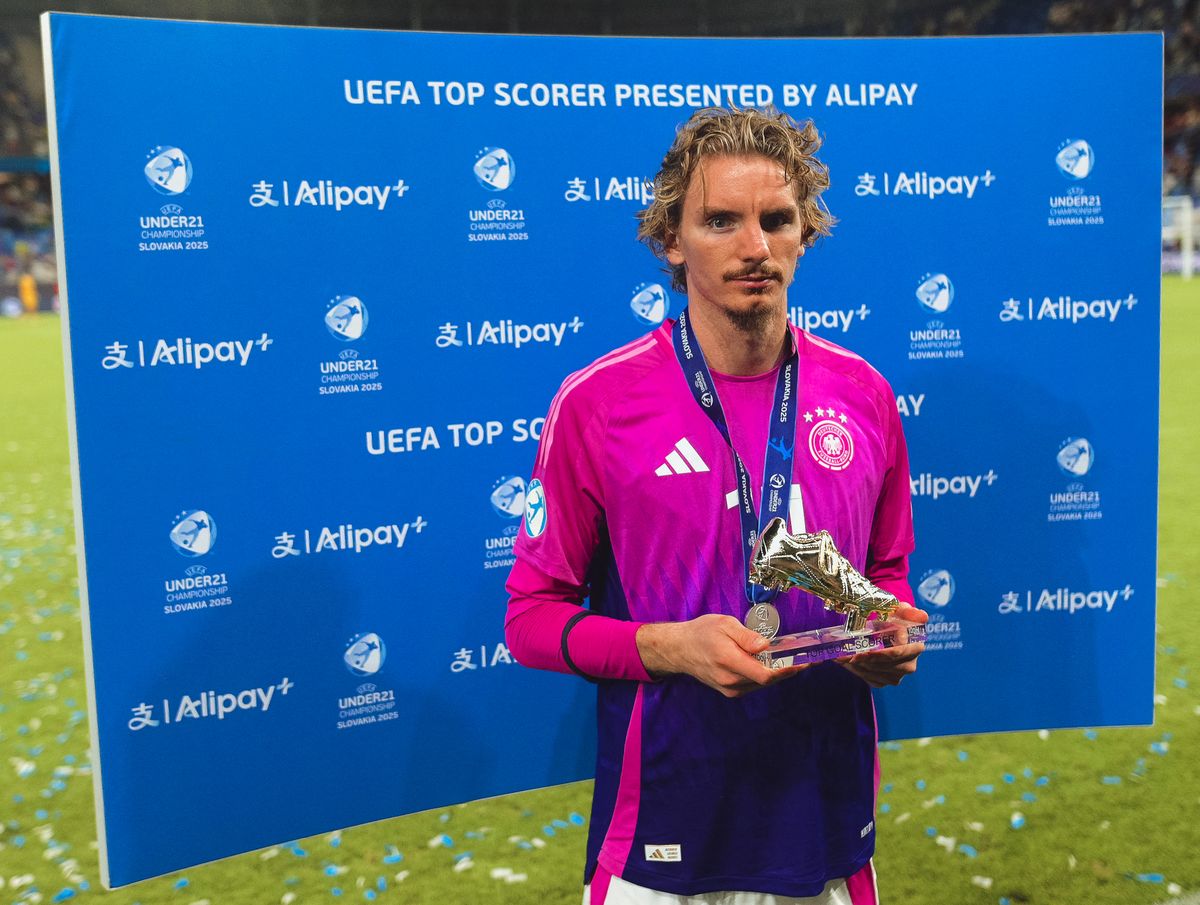 Nick Woltemade, az U21-es Európa-bajnokság gólkirálya. A mosoly viszont elmaradt a vesztes döntő után