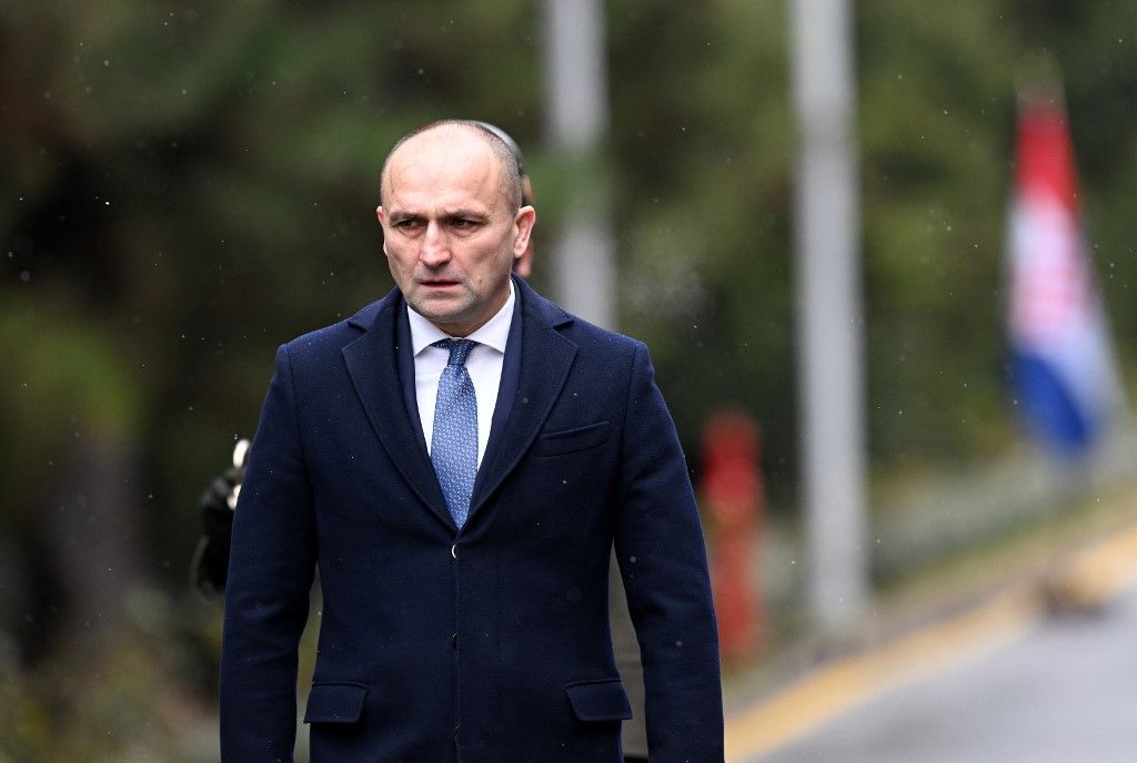 ANKARA, TURKIYE - FEBRUARY 19: Turkish National Defense Minister Yasar Guler (not seen) welcomes Croatian Defense Minister Ivan Anusic with an official ceremony in Ankara, Turkiye on February 19, 2025. Hakan Nural / Anadolu (Photo by Hakan Nural / Anadolu via AFP)