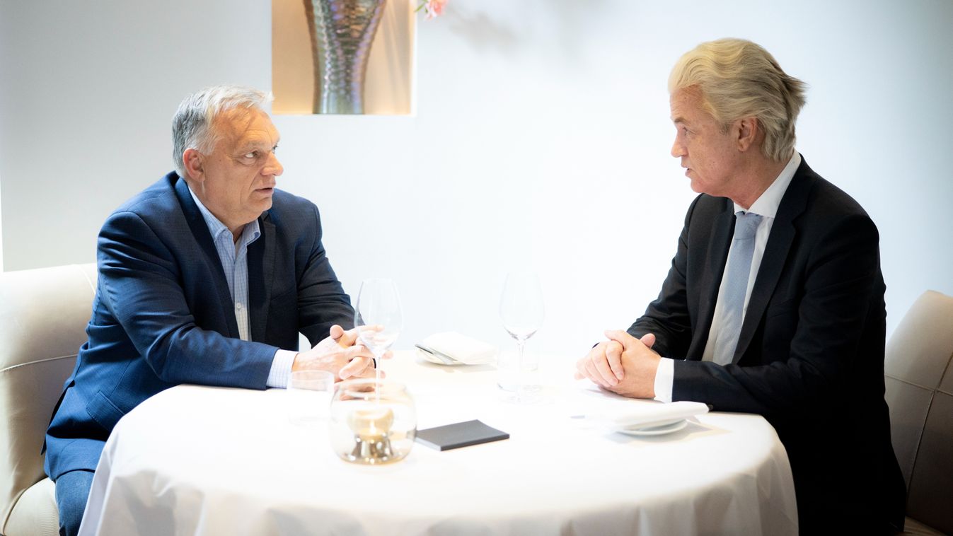 Orbán Viktor miniszterelnök és Geert Wilders, a holland Szabadságpárt (PVV) vezetője találkozójukon Hágában 2025. június 24-én.