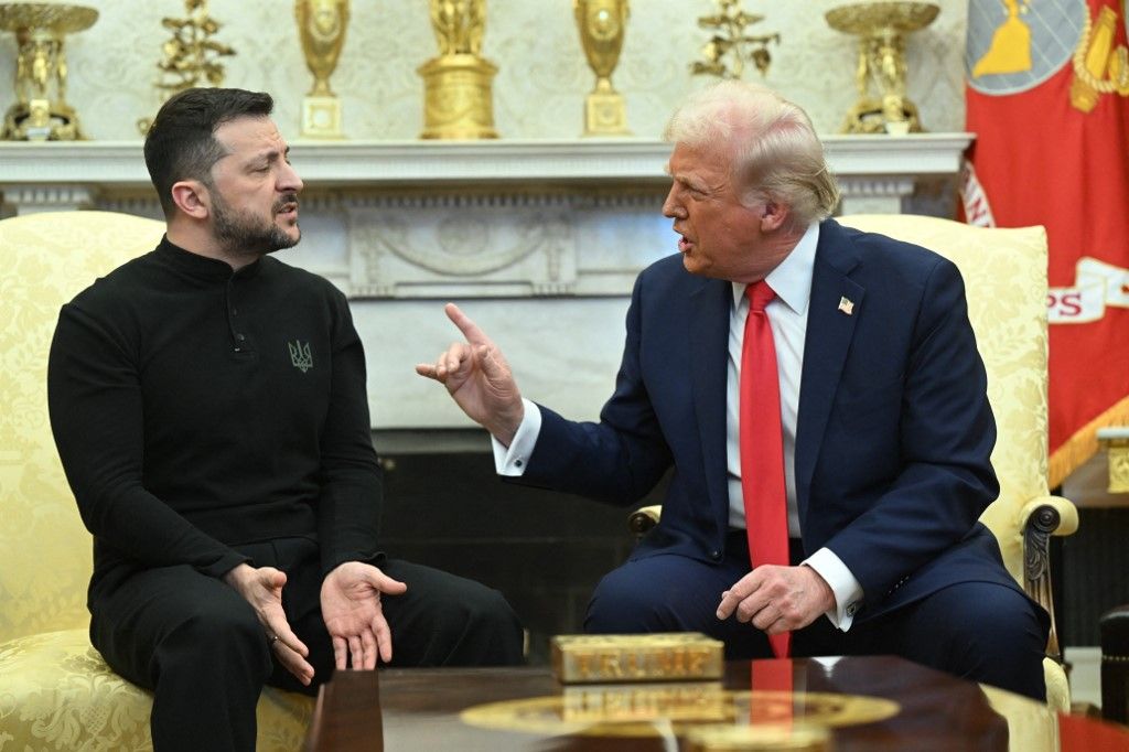 Volodimir Zelenszkij ukrán (B) és Donald Trump amerikai elnök (Fotó: AFP)