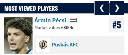 Pécsi Ármin a világ ötödik legkeresettebb játékosa jelenleg Ronaldo és Messi mögött