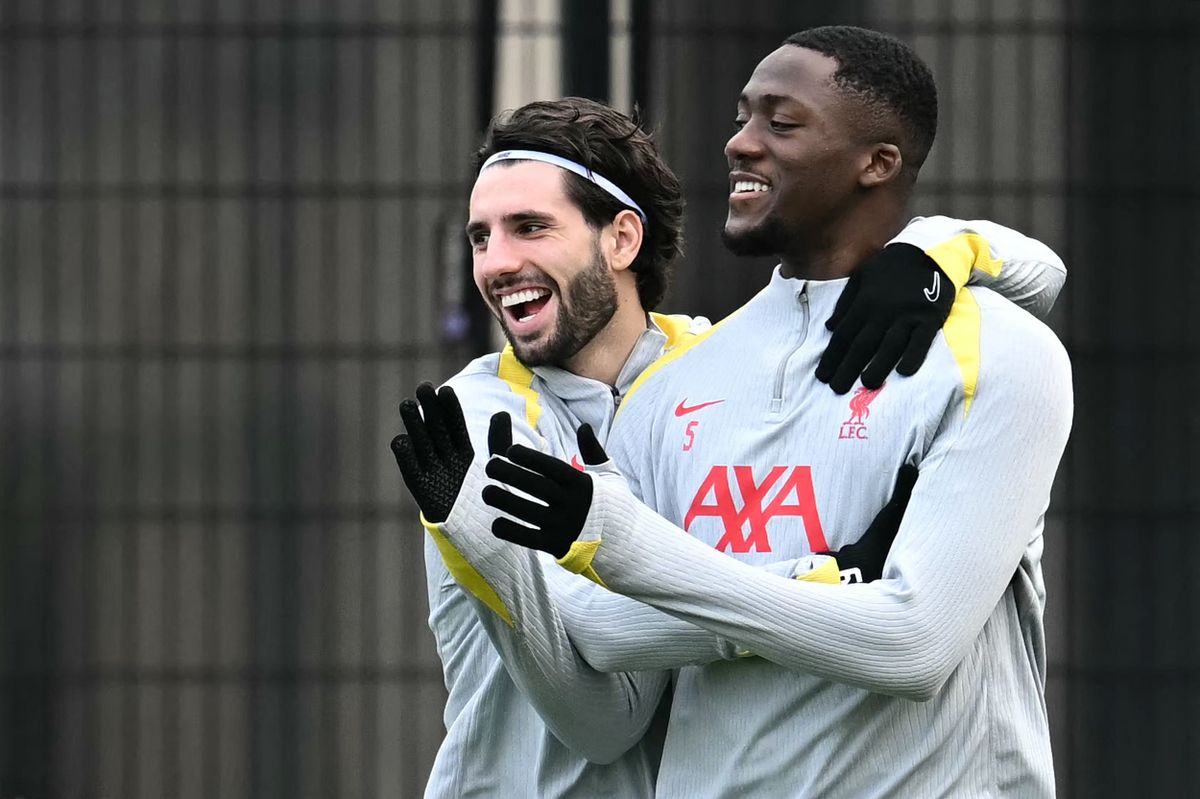 Szoboszlai Dominik és Ibrahima Konaté a Liverpool edzésén