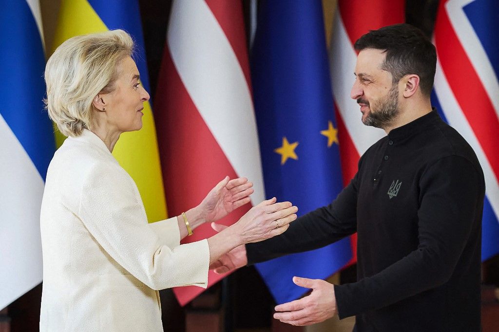 Ursula Von Der Leyen, az Európai Tanács elnöke és Volodiymir Zelenszkij, Ukrajna elnöke