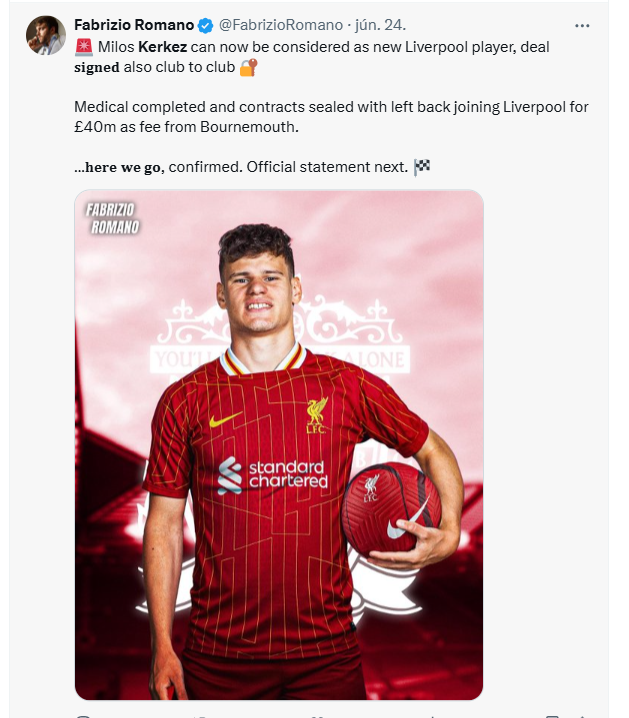 Kerkez Milos kedden esett át a Liverpool csapatánál az orvosi vizsgálaton