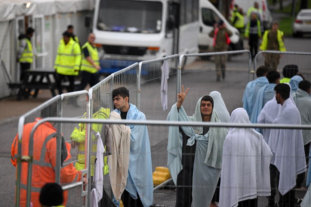 A manstoni migránstábor (Fotó: DANIEL LEAL / AFP)
