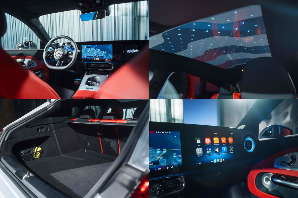 CLA 250+ Shooting Brake mit EQ Technologie:
Energieverbrauch kombiniert: 12,7-15,2 kWh/100 km l CO2-Emissionen kombiniert: 0 g/km | COz-Klasse: A)
Die Angaben sind vorläufig. Es liegen bislang weder bestätigte Werte von einer amtlich anerkannten
Prüforganisation noch eine EG-Typgenehmigung noch
eine Konformitätsbescheinigung mit amtlichen Werten
vor. Abweichungen zwischen den Angaben und den amtlichen Werten sind möglich.
Exterieur: hightechsilber Metallic
Interieur: Ledernachbildung ARTICO zweifarbig schwarz / powerrot
//
CLA 250+ Shooting Brake with EQ Technology: combined energy consumption: 12.7-15.2 kWh/100 km | combined COz emissions: 0 g/km | COz class: A)
The information is provisional. Neither confirmed values from an officially recognised testing organisation nor an EC type approval nor a certificate of conformity with official values are available to date. Deviations between the data and the official values are possible.
Exterieur: high-tech silver metallic
Interieur: ARTICO man-made leather two-tone black / power red