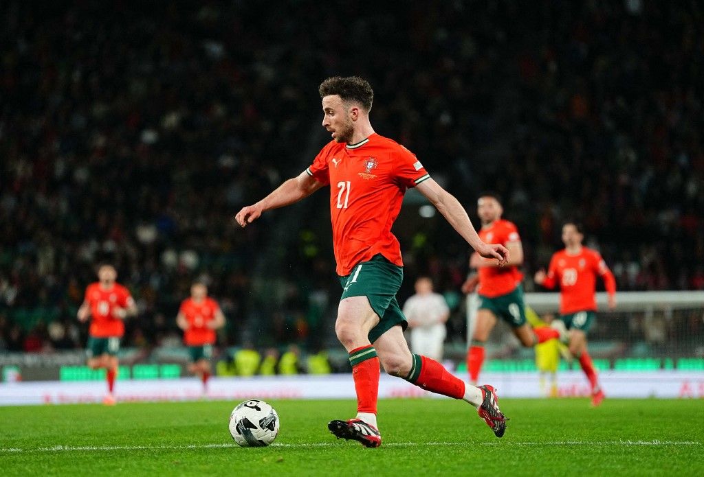 Diogo Jota, Liverpool autóbaleset of Portugal  // during the Nations League Quarter-finals match between Portugal and Denmark at José Alvalade Stadium, Lissabon, Portugal on March 23, 2025. (Photo by Ulrik Pedersen/NurPhoto) (Photo by Ulrik Pedersen / NurPhoto via AFP)