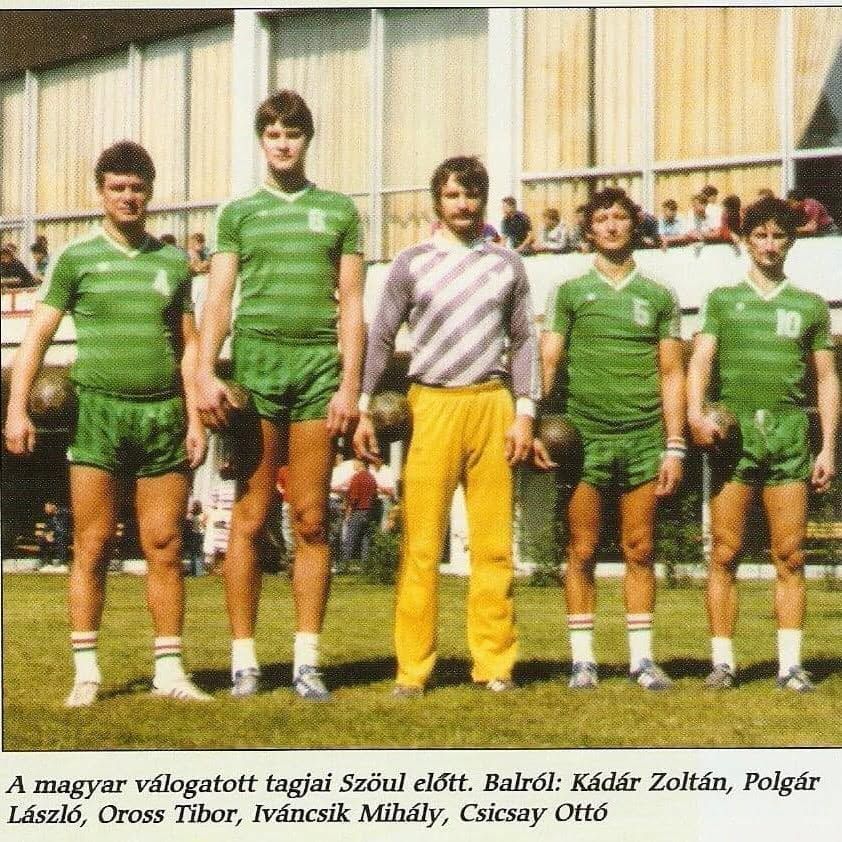 Kádár Zoltán balról az első, a férfi válogatott a szöuli olimpián negyedik lett Kádár nélkül