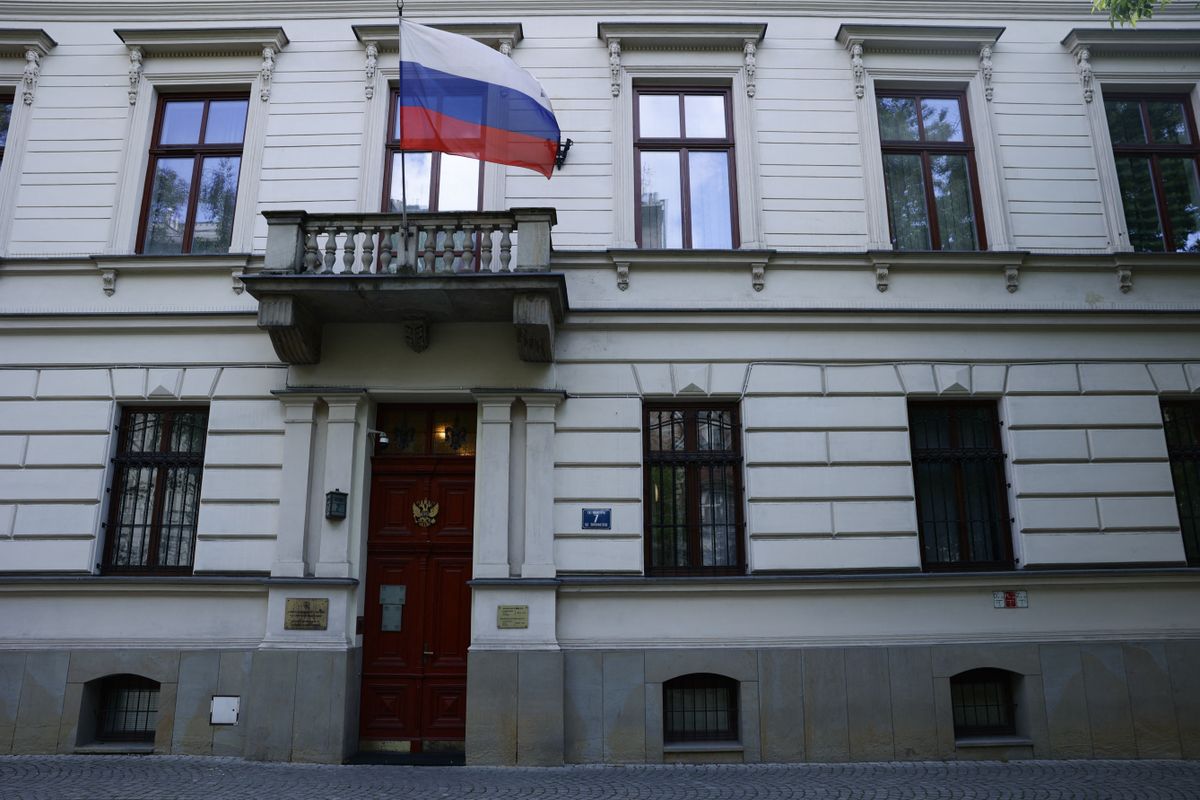 A view of the Russian Consulate closed after the decision of Polish Minister of Foreign Affairs, in Krakow, Poland on May 12, 2025. (Photo by Jakub Porzycki/NurPhoto) (Photo by Jakub Porzycki / NurPhoto via AFP)