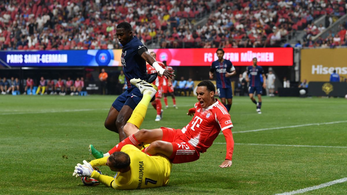 Thomas Müller, Jamal Musiala, Bayern München, klubvilágbajnokság, ATLANTA, USA - JULY 5: Jamal Musiala of Bayern Munich in action during 2025 FIFA Club World Cup quarter-final football match between Paris Saint-Germain and Bayern Munich at Mercedes Benz Stadium in Atlanta, GA, United States on July 5, 2025. Peter Zay / Anadolu (Photo by Peter Zay / Anadolu via AFP)