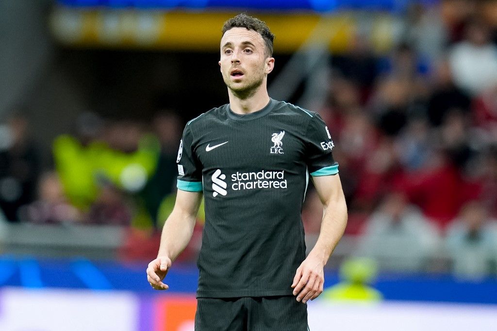 Diogo Jota of Liverpool FC looks on during the UEFA Champions League 2024/25 League Phase MD1 match between AC Milan and Liverpool FC at Stadio San Siro on September 17, 2024 in Milan, Italy. (Photo by Giuseppe Maffia/NurPhoto) (Photo by Giuseppe Maffia / NurPhoto via AFP)