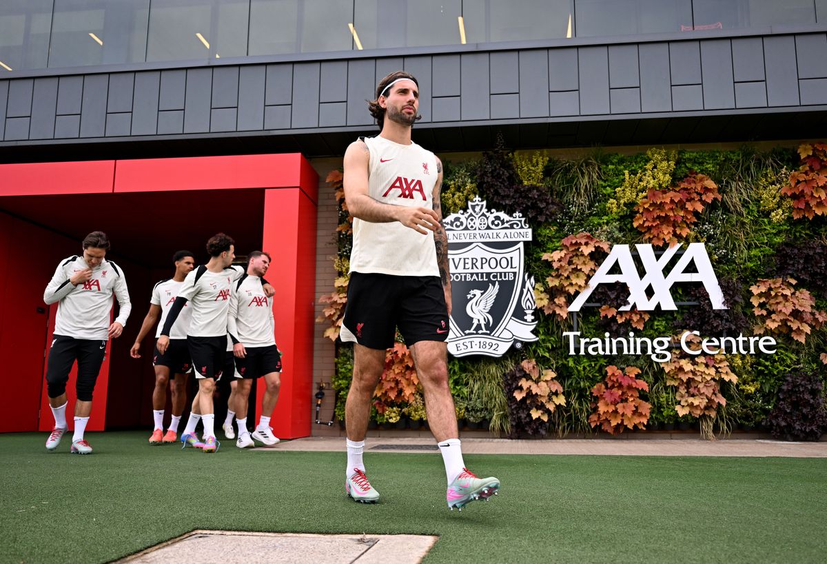KIRKBY, ENGLAND - MAY 24: (THE SUN OUT, THE SUN ON SUNDAY OUT) Dominik Szoboszlai of Liverpool during the final training session of the season at AXA Training Centre on May 24, 2025 in Kirkby, England. (Photo by Andrew Powell/Liverpool FC via Getty Images)