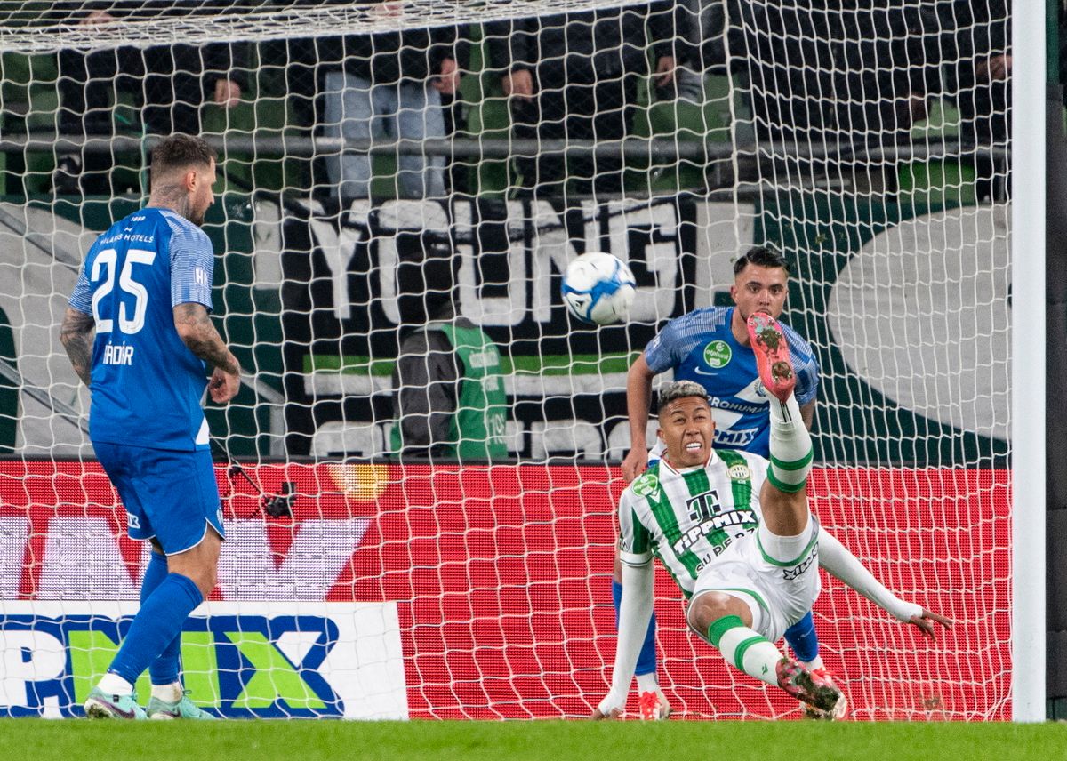Matheus Saldanha Budapest, 2025. február 2.Matheus Saldanha (j2), az FTC játékosa a labdarúgó OTP Bank Liga 18. fordulójában játszott Ferencvárosi TC-MTK Budapest mérkőzésen a Groupama Arénában 2025. február 2-án.MTI/Szigetváry Zsolt