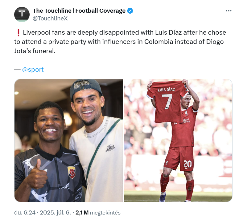 Luis Díaz más programot talált Diogo Jota temetése helyett...