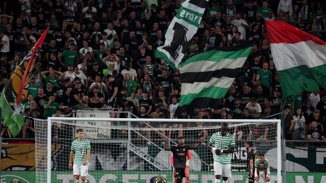 A játékosok a mérkőzés lefújása után a labdarúgó Bajnokok Ligája selejtezőjének negyedik fordulójában játszott Ferencvárosi TC - Qarabag mérkőzésen a Groupama Arénában 2025. augusztus 19-én. Ferencváros-Qarabag 1-3 (Fotó: MTI/Hegedüs Róbert)