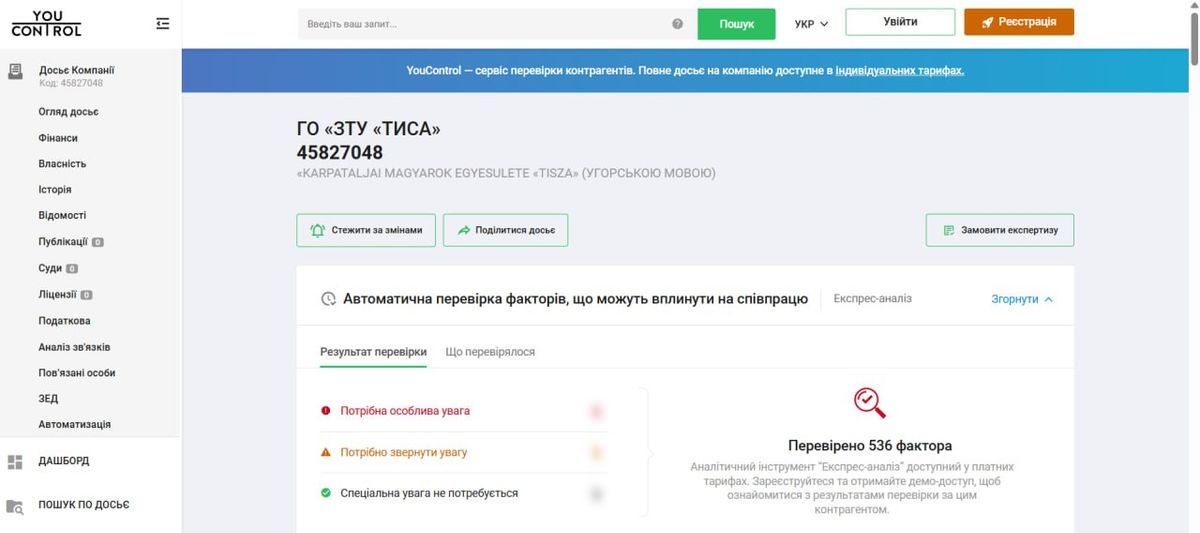 A youcontroll katalógusában, mely az ukrán szervezetek webes adatbankjaként működik Kárpátaljai Magyarok Egyesülete – TISZA néven létrehoztak egy szervezetet, melynek elnöke nem más, mint maga Tseber Roland Ivanovics