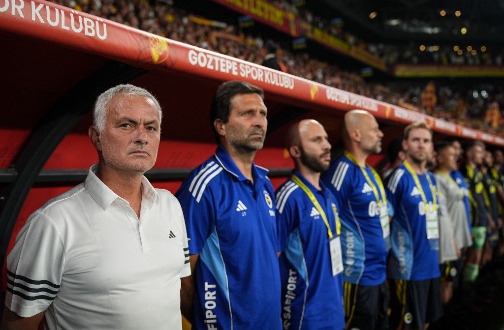 IZMIR, TURKIYE - AUGUST 16: Head Coach of Fenerbahce Jose Mourinho is seen ahead of the Turkish Super Lig second-week football match between Fenerbahce and Goztepe at Gursel Aksel Stadium in Izmir, Turkiye on August 16, 2025. Mahmut Serdar Alakus / Anadolu (Photo by Mahmut Serdar Alakus / Anadolu via AFP)