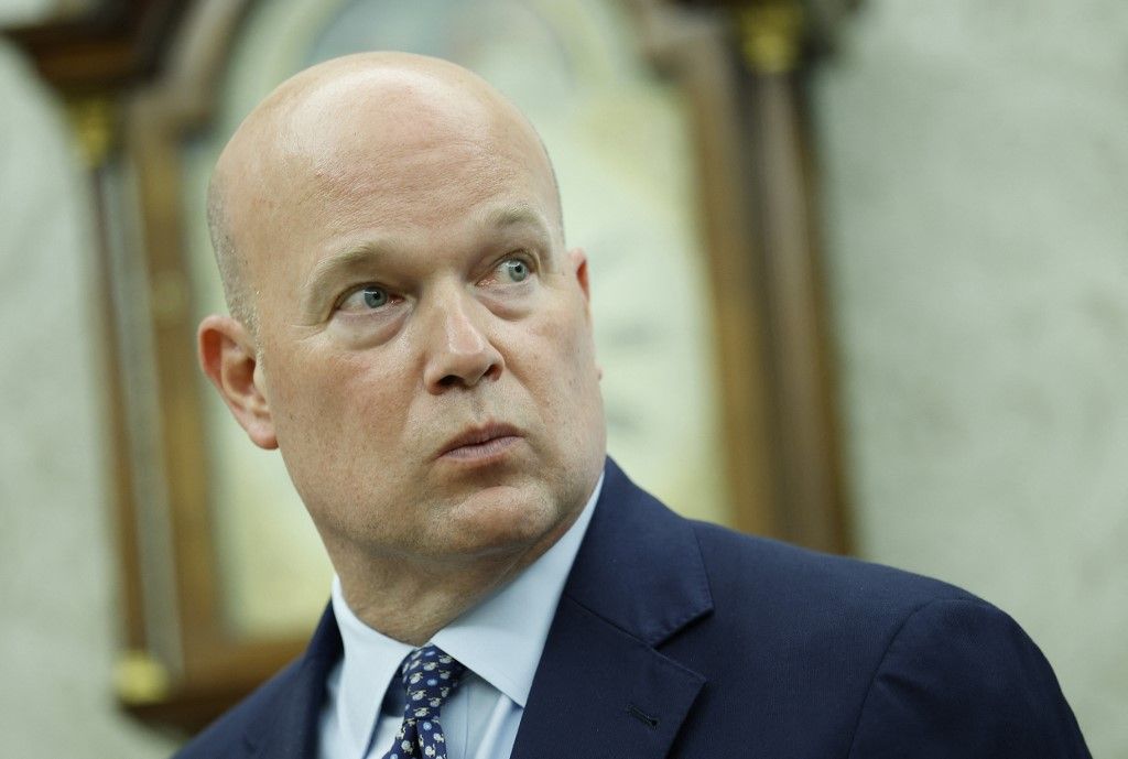 WASHINGTON, DC - JULY 14: Matthew Whitaker, U.S. Permanent Representative to NATO, attends a meeting between U.S. President Donald Trump and NATO Secretary General Mark Rutte in the Oval Office at the White House on July 14, 2025 in Washington, DC. Trump is meeting with Rutte a day after announcing that the U.S. will send Patriot air defense missiles to Ukraine to help it defend against Russia's intensifying aerial attacks.   Kevin Dietsch/Getty Images/AFP (Photo by Kevin Dietsch / GETTY IMAGES NORTH AMERICA / Getty Images via AFP)