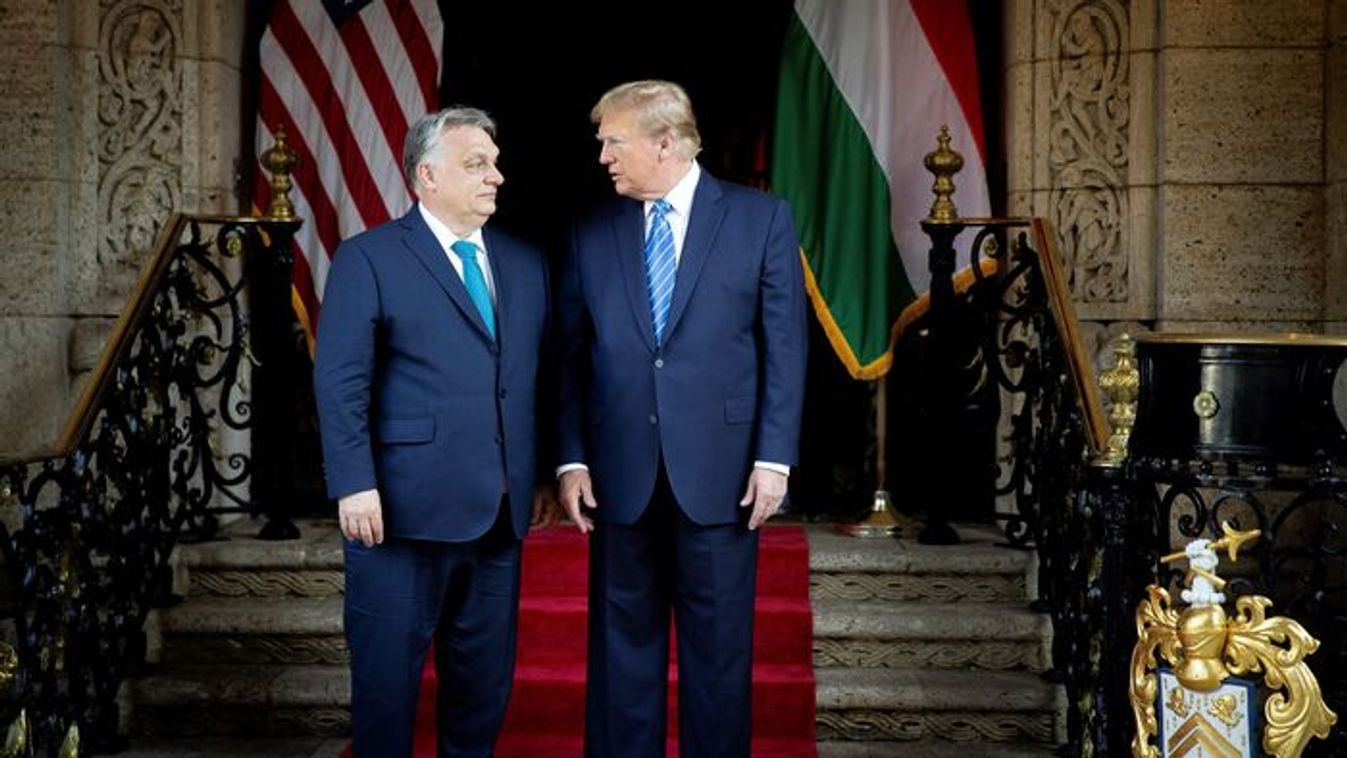 Hungarian PM Viktor Orban (L) and US President Donald Trump meet in Mar-a-Lago, on March 8, 2024 (Photo by ZOLTAN FISCHER / HUNGARIAN PRIME MINISTER'S OFFICE / AFP)